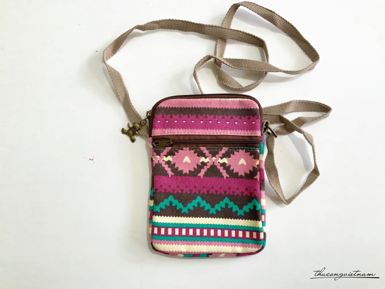 Túi handmade vải vintage 12x19x2cm - Thổ cẩm